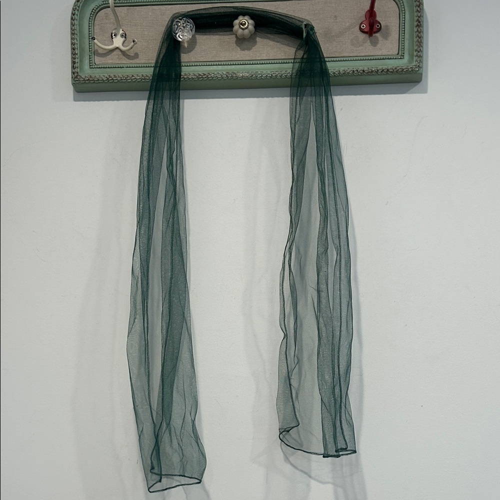 Hunter Green Sheer tulle Scarf 67” long
